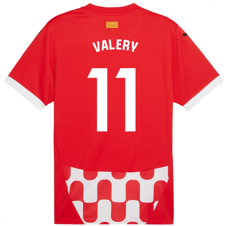 Kids Football Valery Fernández #11 Red White Home Jersey 2024/25 T-Shirt Nz