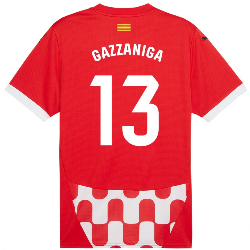 Kids Football Paulo Gazzaniga #13 Red White Home Jersey 2024/25 T-Shirt Nz