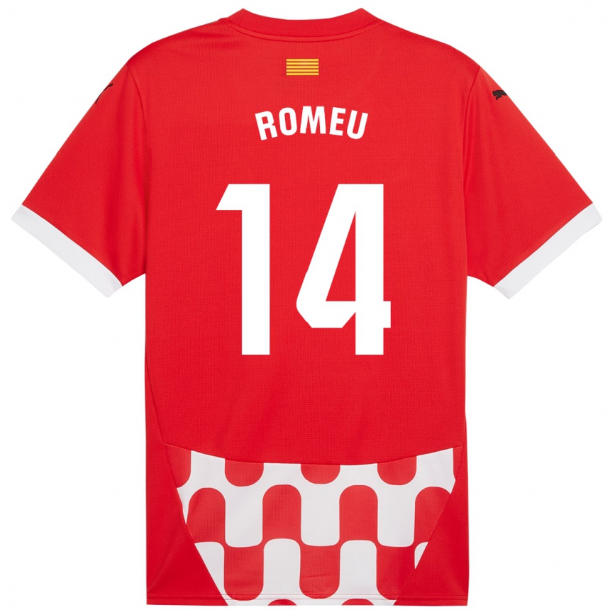 Kids Football Oriol Romeu #14 Red White Home Jersey 2024/25 T-Shirt Nz