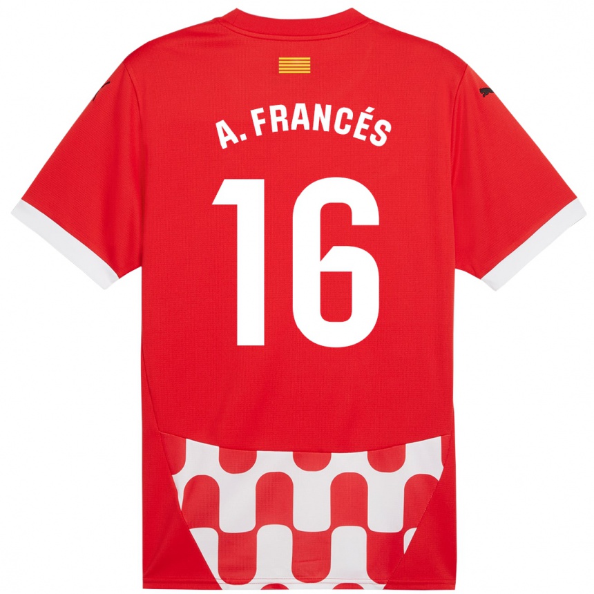 Kids Football Alejandro Francés #16 Red White Home Jersey 2024/25 T-Shirt Nz