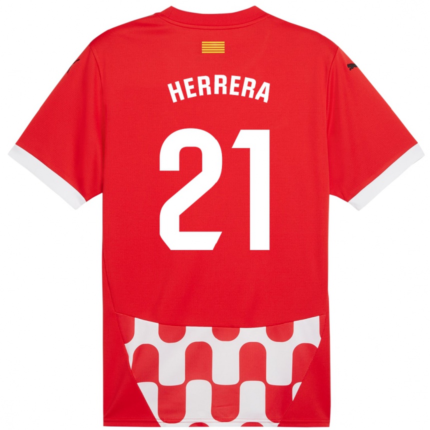 Kids Football Yangel Herrera #21 Red White Home Jersey 2024/25 T-Shirt Nz