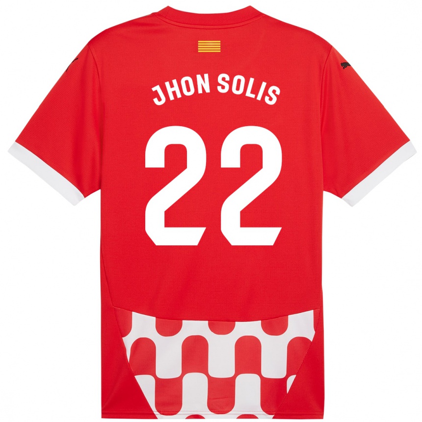 Kids Football Jhon Solís #22 Red White Home Jersey 2024/25 T-Shirt Nz