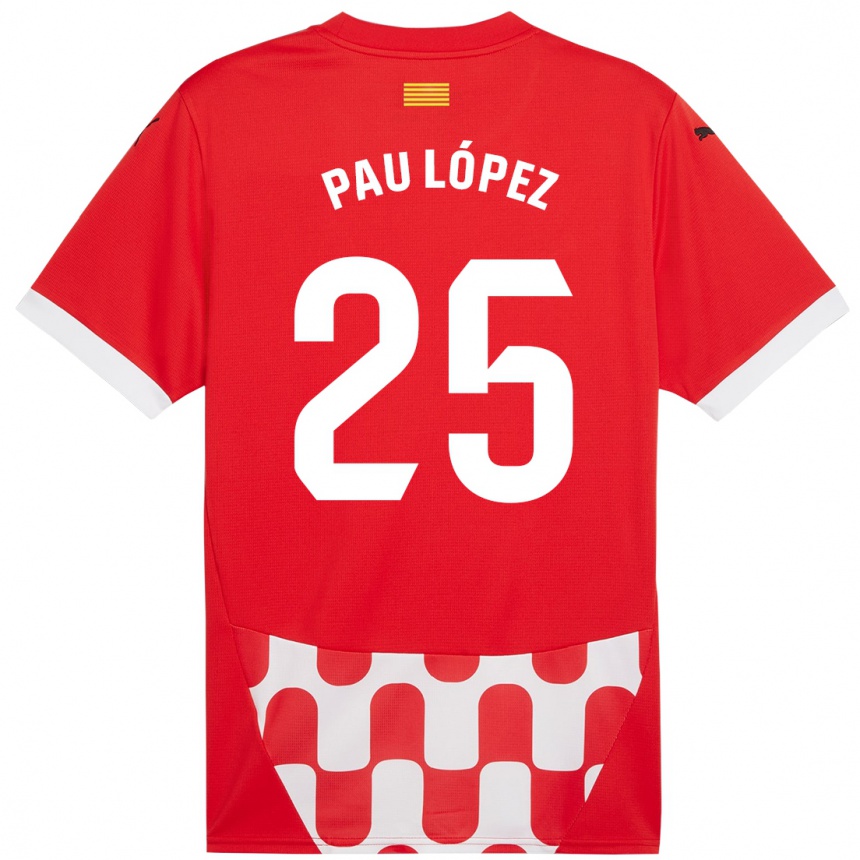 Kids Football Pau Lopez #25 Red White Home Jersey 2024/25 T-Shirt Nz