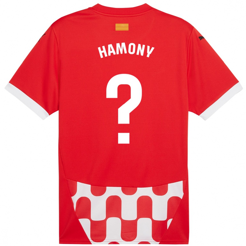 Kids Football Mohammed Hamony #0 Red White Home Jersey 2024/25 T-Shirt Nz