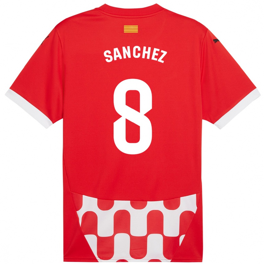 Kids Football Miguel Ángel Sánchez #8 Red White Home Jersey 2024/25 T-Shirt Nz