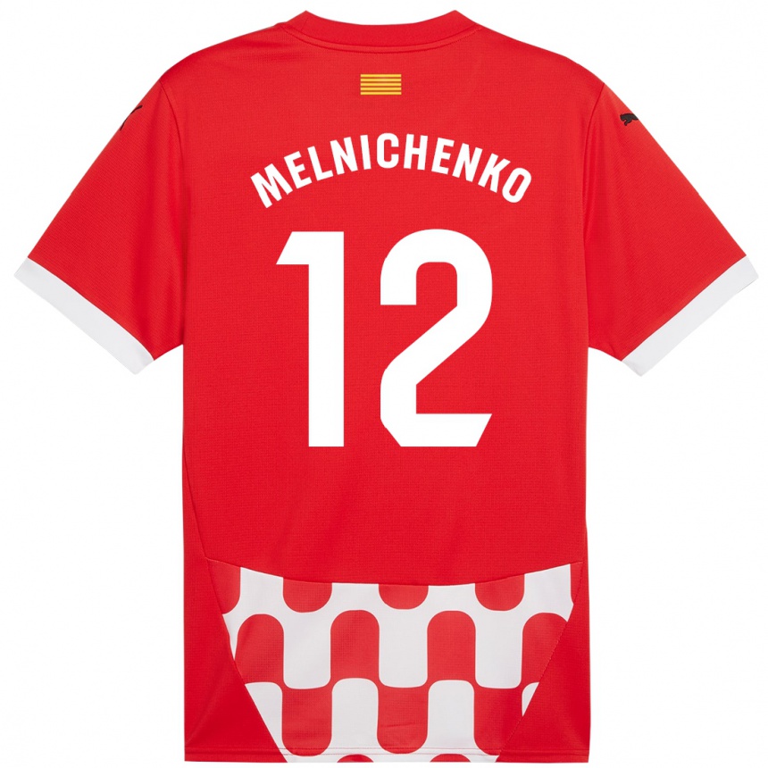 Kids Football Dmytro Melnichenko #12 Red White Home Jersey 2024/25 T-Shirt Nz