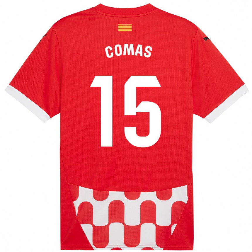 Kids Football Oriol Comas #15 Red White Home Jersey 2024/25 T-Shirt Nz