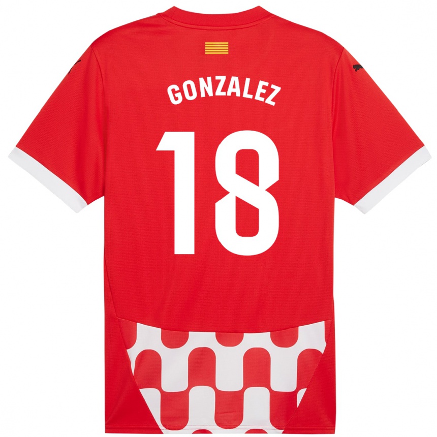 Kids Football Gerard Gonzalez #18 Red White Home Jersey 2024/25 T-Shirt Nz