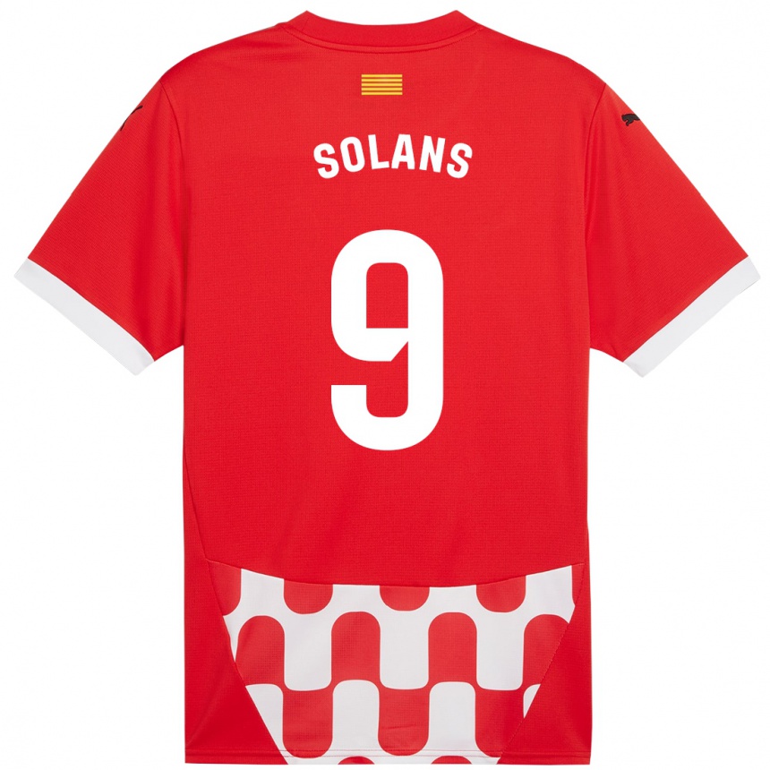 Kids Football Sergi Solans #9 Red White Home Jersey 2024/25 T-Shirt Nz