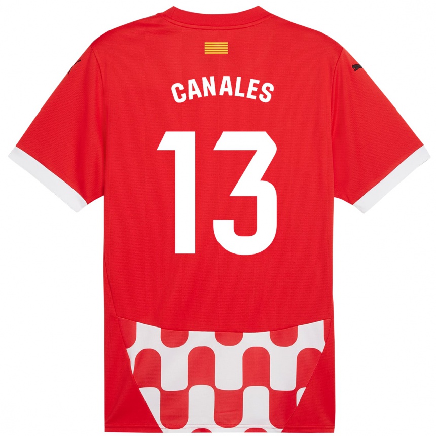 Kids Football Juanvi Canales #13 Red White Home Jersey 2024/25 T-Shirt Nz