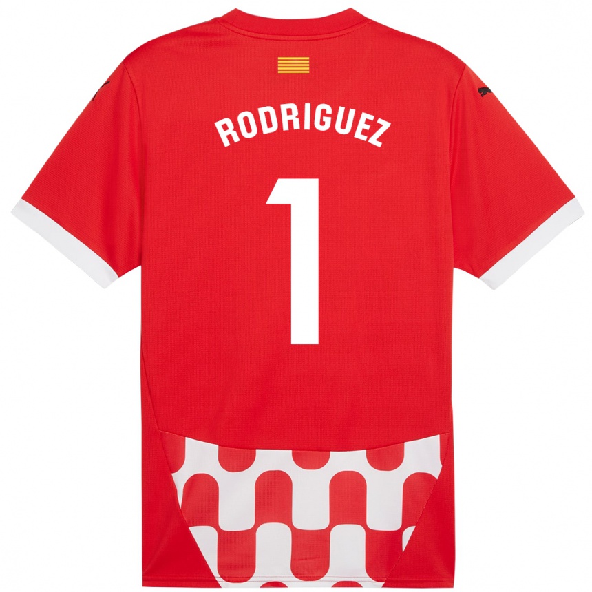 Kids Football Maria Rodríguez #1 Red White Home Jersey 2024/25 T-Shirt Nz