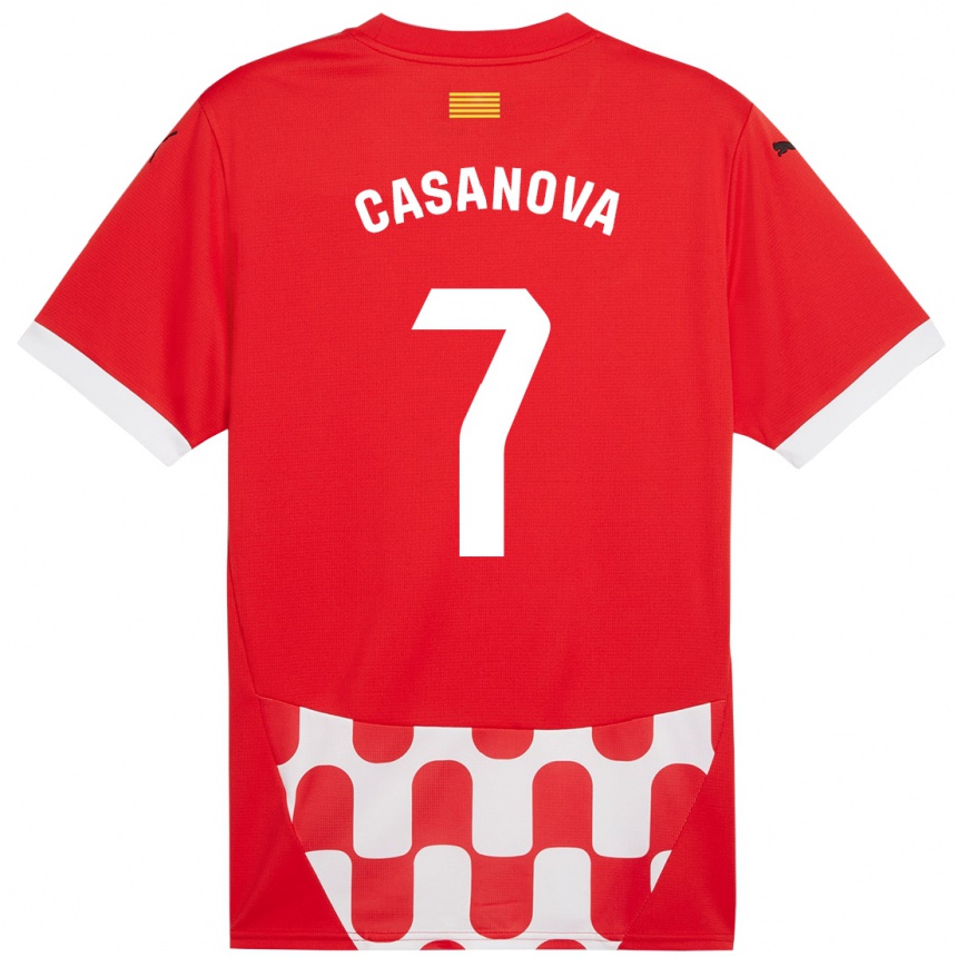 Kids Football Àstrid Casanova #7 Red White Home Jersey 2024/25 T-Shirt Nz