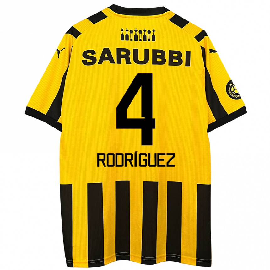 Kids Football Guzmán Rodríguez #4 Yellow Black Home Jersey 2024/25 T-Shirt Nz