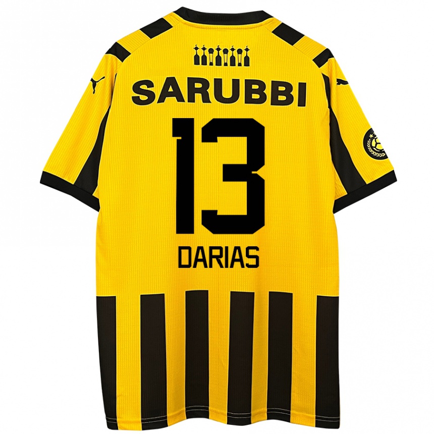 Kids Football Eduardo Darias #13 Yellow Black Home Jersey 2024/25 T-Shirt Nz