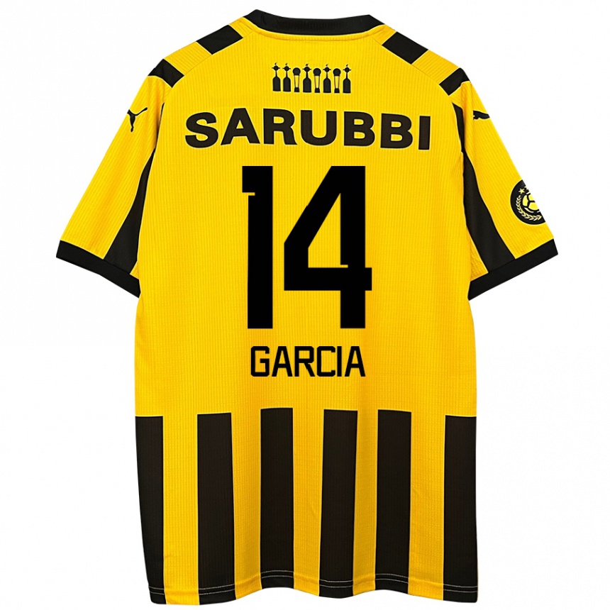 Kids Football Damián García #14 Yellow Black Home Jersey 2024/25 T-Shirt Nz