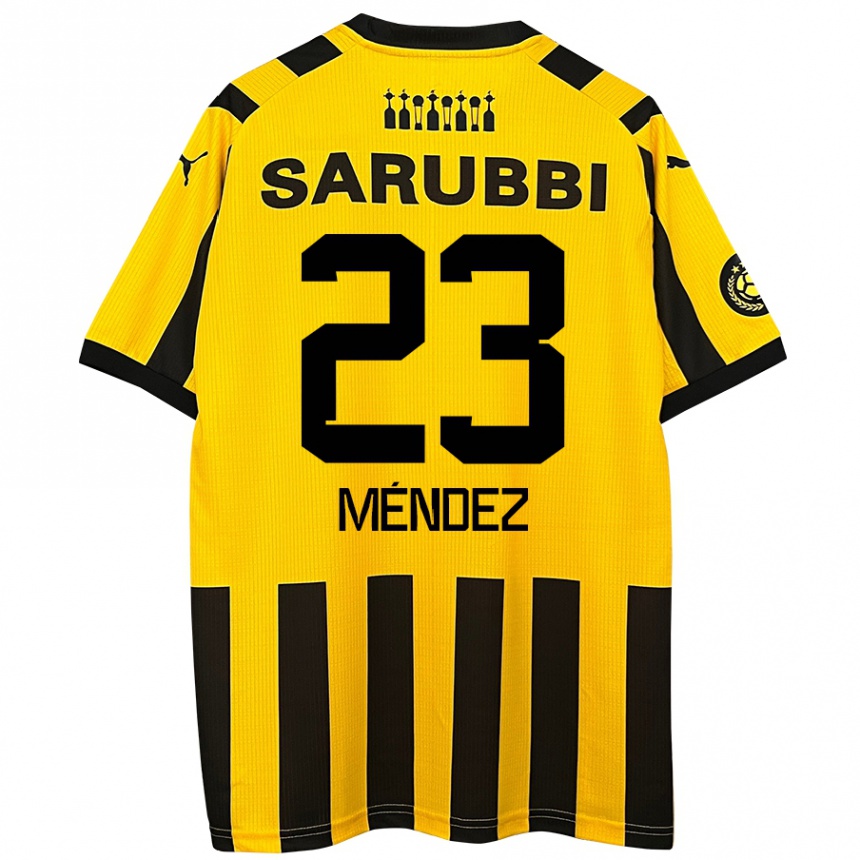 Kids Football Javier Méndez #23 Yellow Black Home Jersey 2024/25 T-Shirt Nz