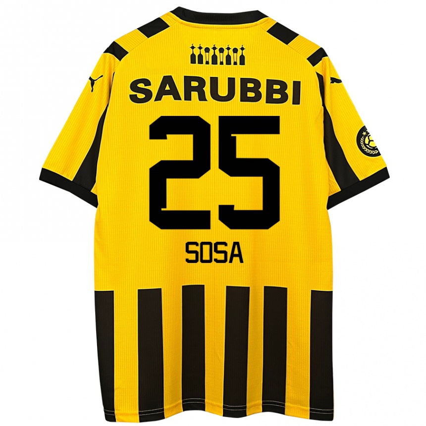 Kids Football Ignacio Sosa #25 Yellow Black Home Jersey 2024/25 T-Shirt Nz