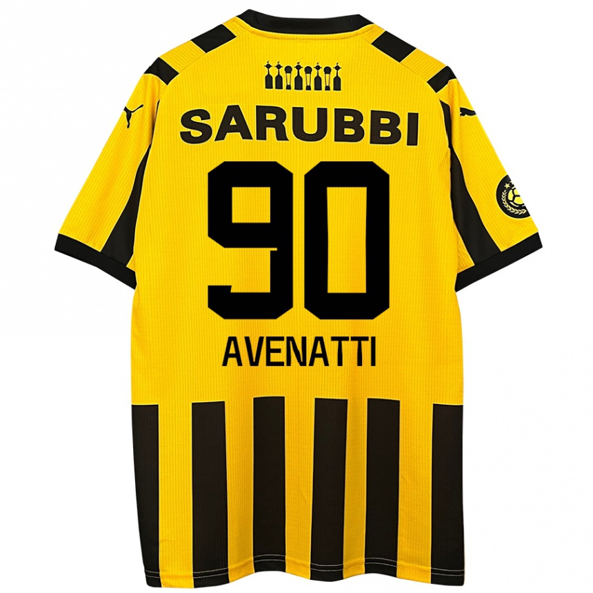 Kids Football Felipe Avenatti #90 Yellow Black Home Jersey 2024/25 T-Shirt Nz