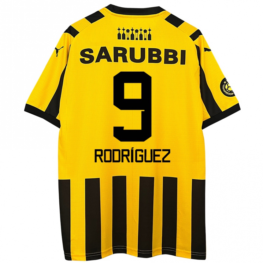 Kids Football Agustín Rodríguez #9 Yellow Black Home Jersey 2024/25 T-Shirt Nz