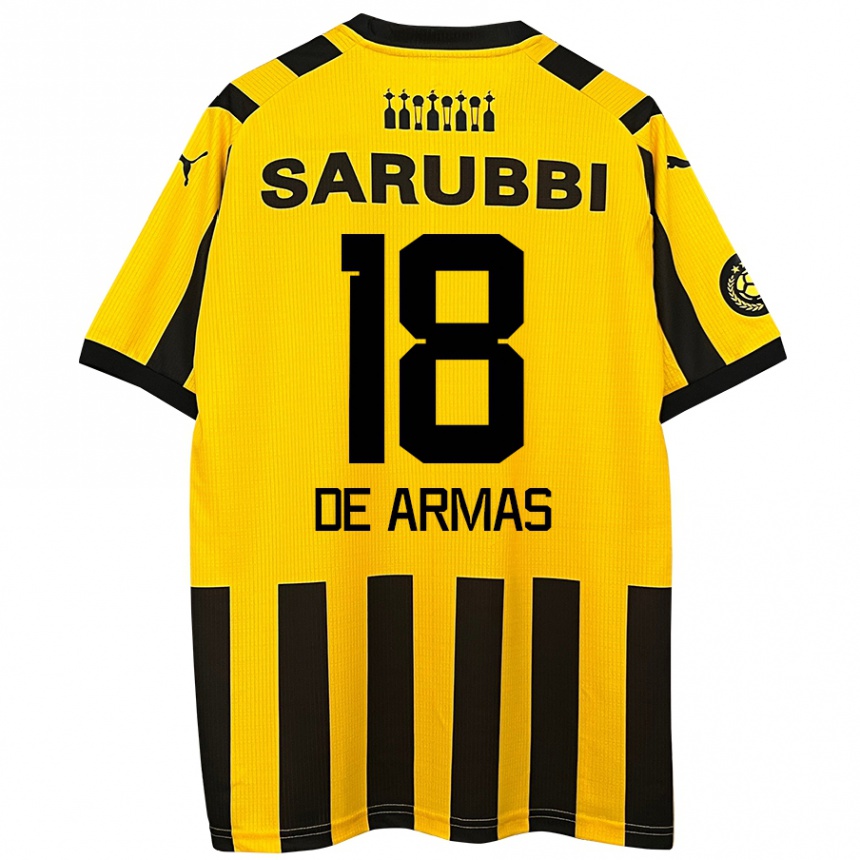 Kids Football Nahuel De Armas #18 Yellow Black Home Jersey 2024/25 T-Shirt Nz