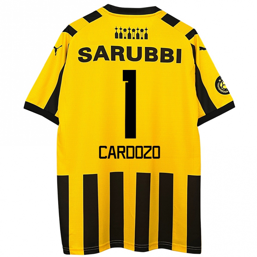 Kids Football Thiago Cardozo #1 Yellow Black Home Jersey 2024/25 T-Shirt Nz