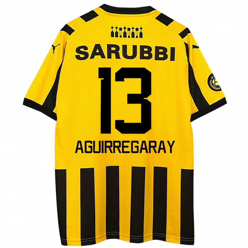 Kids Football Matías Aguirregaray #13 Yellow Black Home Jersey 2024/25 T-Shirt Nz