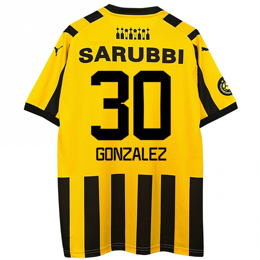 Kids Football Ángel González #30 Yellow Black Home Jersey 2024/25 T-Shirt Nz