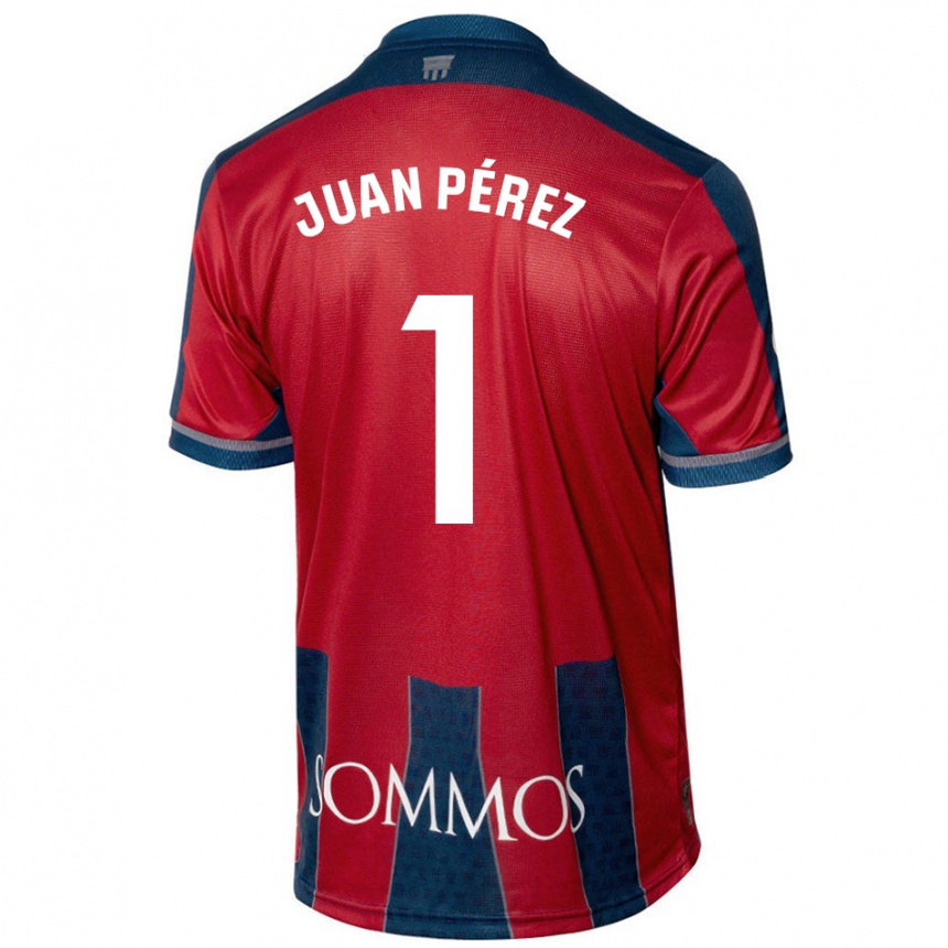 Kids Football Juan Pérez #1 Red Blue Home Jersey 2024/25 T-Shirt Nz