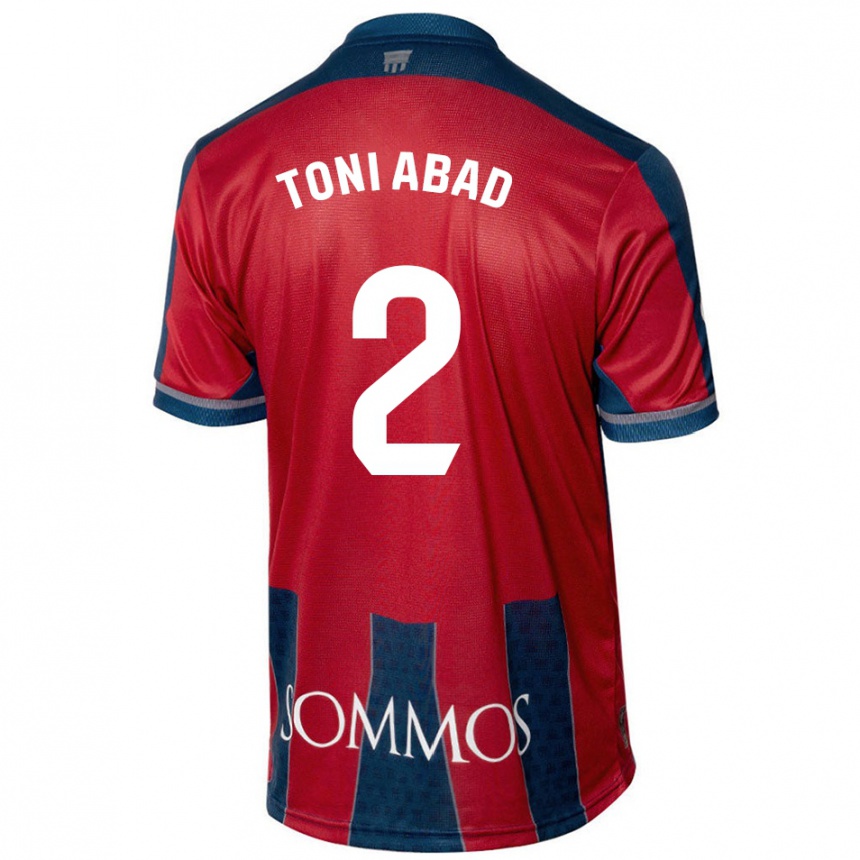 Kids Football Toni Abad #2 Red Blue Home Jersey 2024/25 T-Shirt Nz