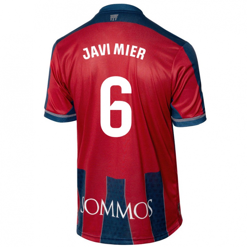 Kids Football Javi Mier #6 Red Blue Home Jersey 2024/25 T-Shirt Nz