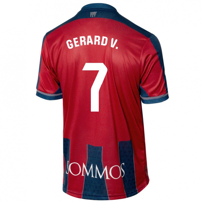 Kids Football Gerard Valentín #7 Red Blue Home Jersey 2024/25 T-Shirt Nz