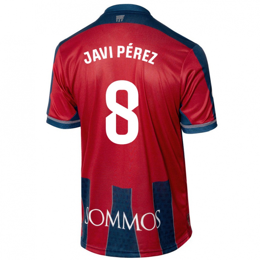 Kids Football Javi Pérez #8 Red Blue Home Jersey 2024/25 T-Shirt Nz