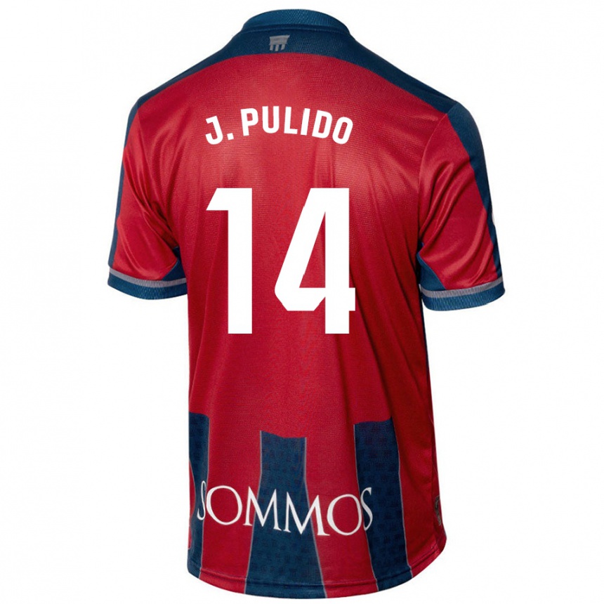 Kids Football Jorge Pulido #14 Red Blue Home Jersey 2024/25 T-Shirt Nz