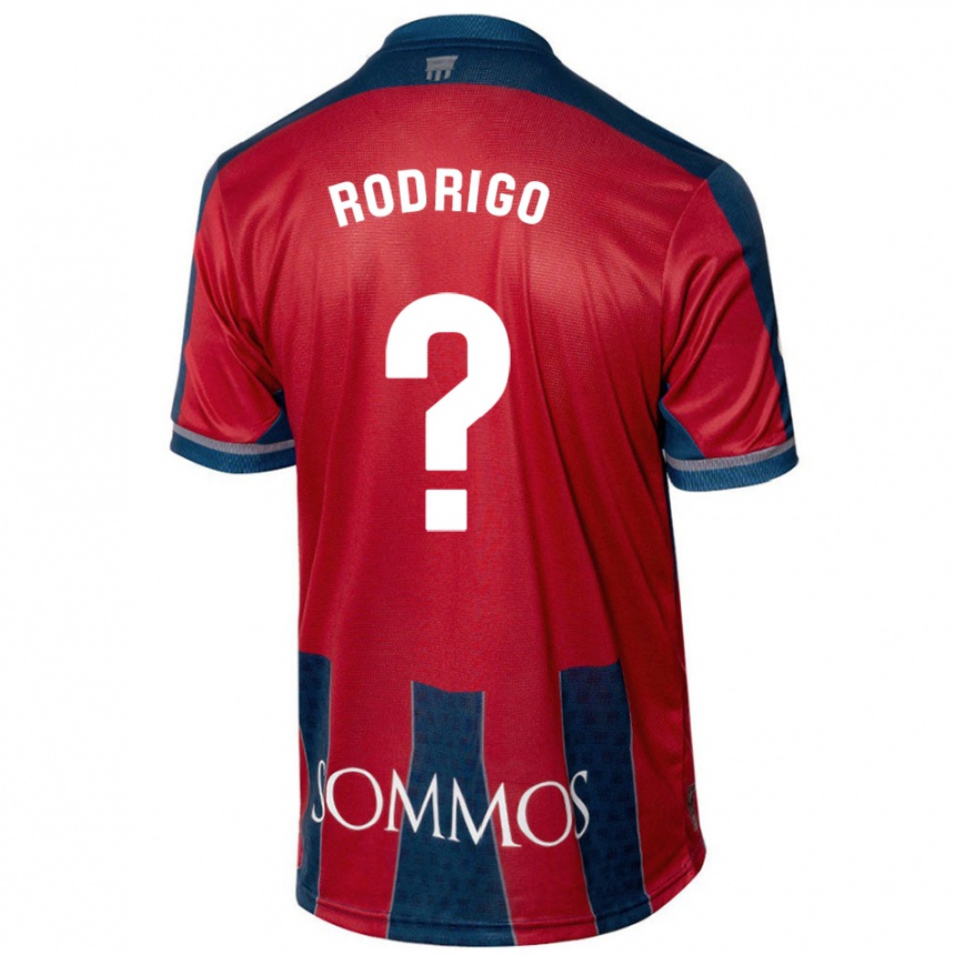 Kids Football Aron Rodrigo #0 Red Blue Home Jersey 2024/25 T-Shirt Nz