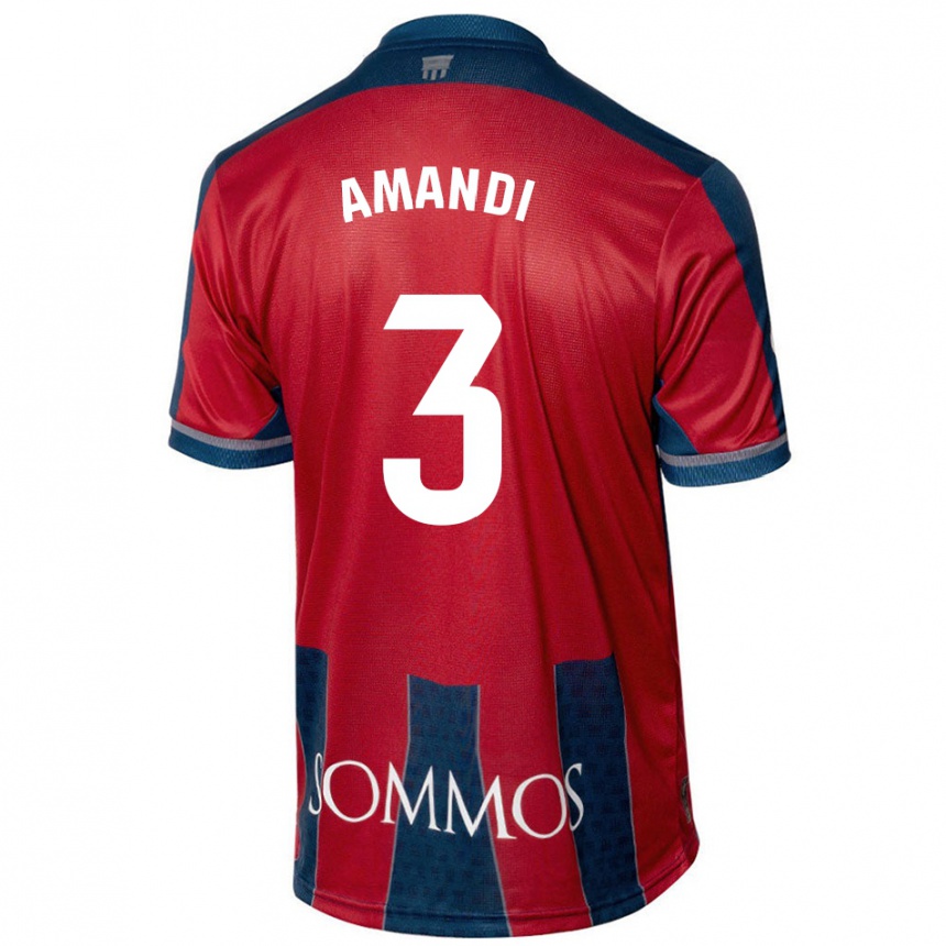 Kids Football Iván Amandi #3 Red Blue Home Jersey 2024/25 T-Shirt Nz