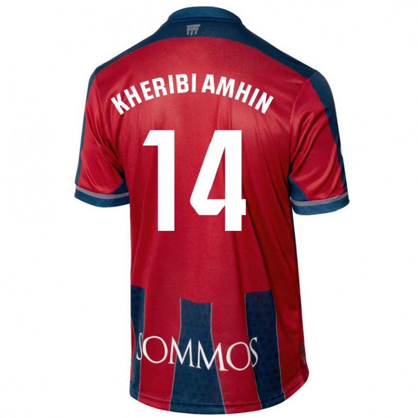 Kids Football Nabil Kheribi Amhin #14 Red Blue Home Jersey 2024/25 T-Shirt Nz