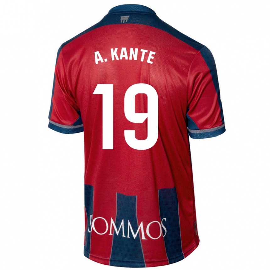 Kids Football Abou Kanté #19 Red Blue Home Jersey 2024/25 T-Shirt Nz