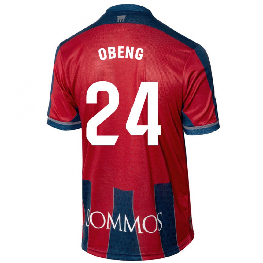 Kids Football Samuel Obeng #24 Red Blue Home Jersey 2024/25 T-Shirt Nz