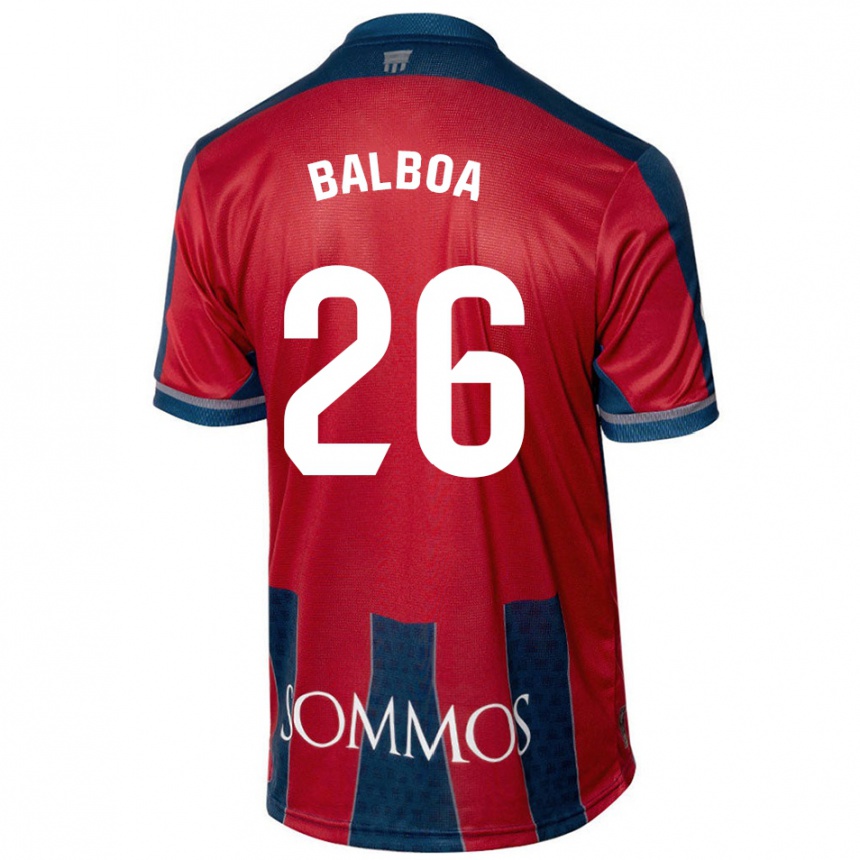 Kids Football Álex Balboa #26 Red Blue Home Jersey 2024/25 T-Shirt Nz