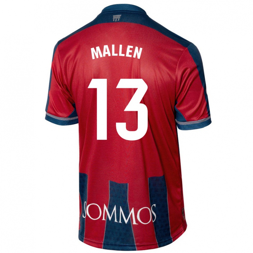 Kids Football Lucía Mallén #13 Red Blue Home Jersey 2024/25 T-Shirt Nz