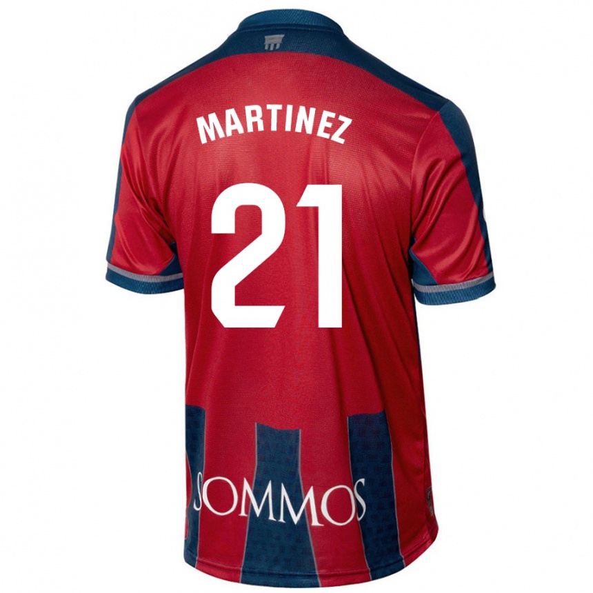 Kids Football Alejandra Martínez #21 Red Blue Home Jersey 2024/25 T-Shirt Nz