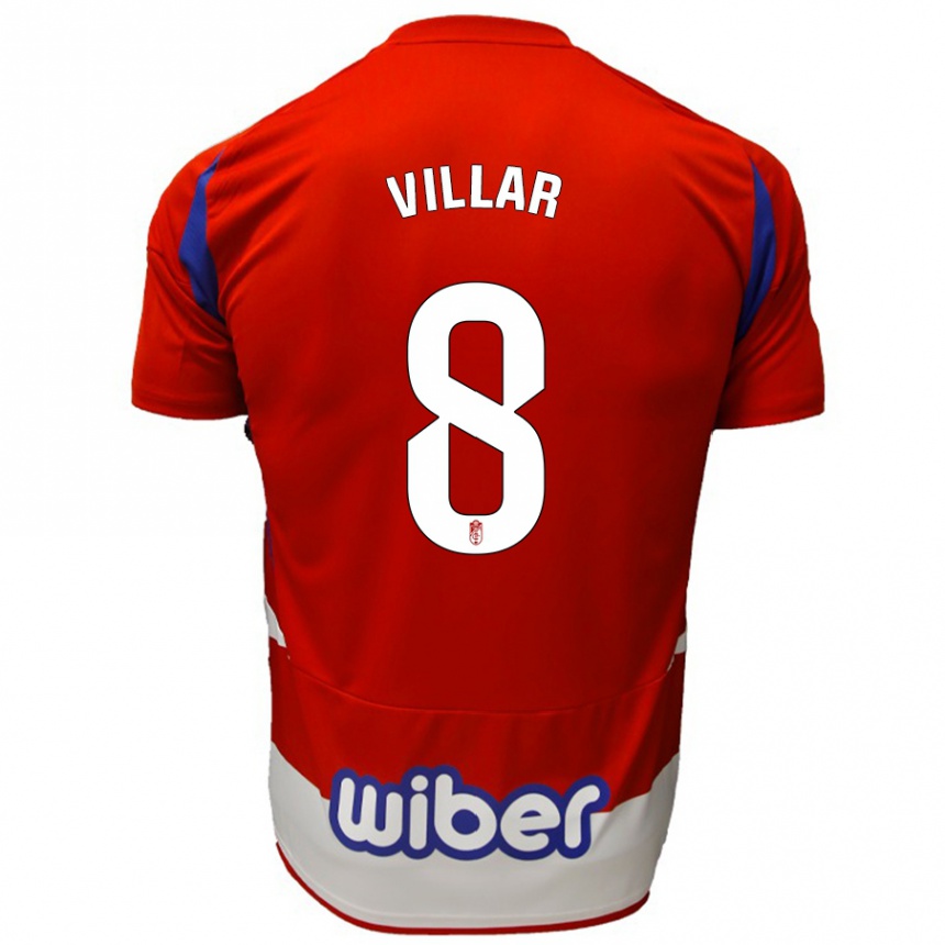 Kids Football Gonzalo Villar #8 Red White Blue Home Jersey 2024/25 T-Shirt Nz