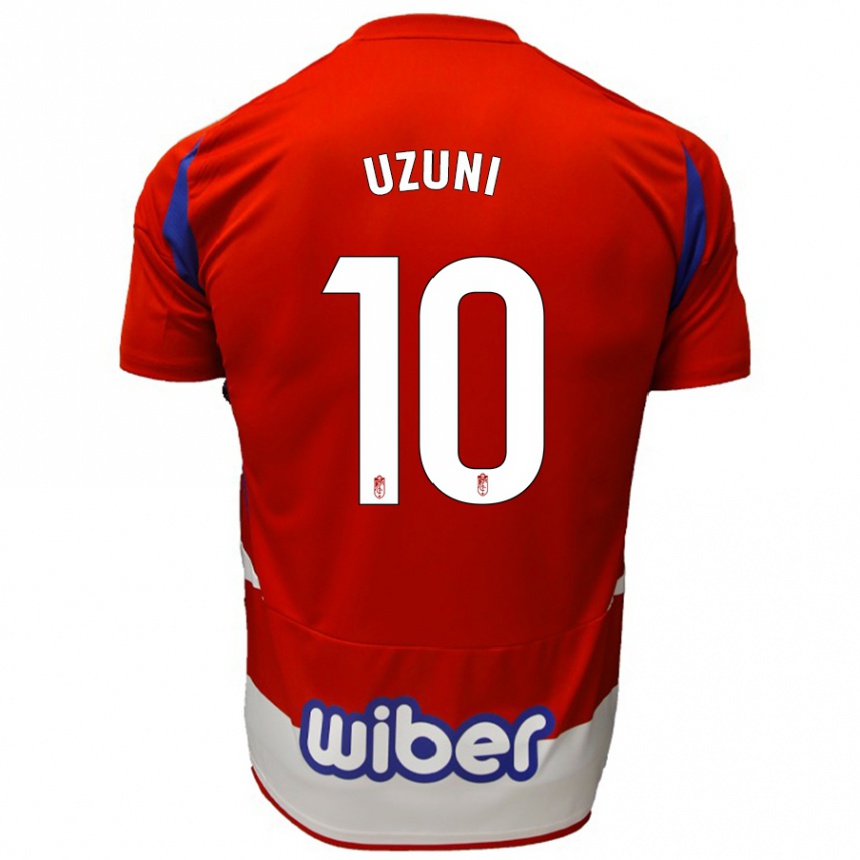 Kids Football Myrto Uzuni #10 Red White Blue Home Jersey 2024/25 T-Shirt Nz