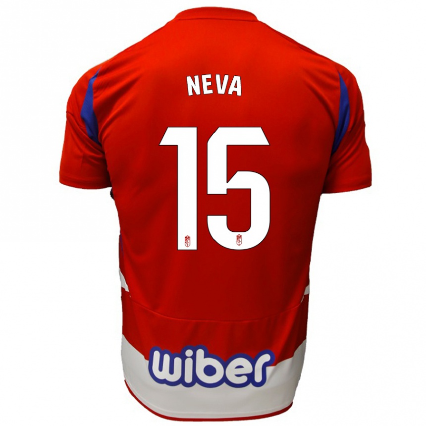 Kids Football Carlos Neva #15 Red White Blue Home Jersey 2024/25 T-Shirt Nz