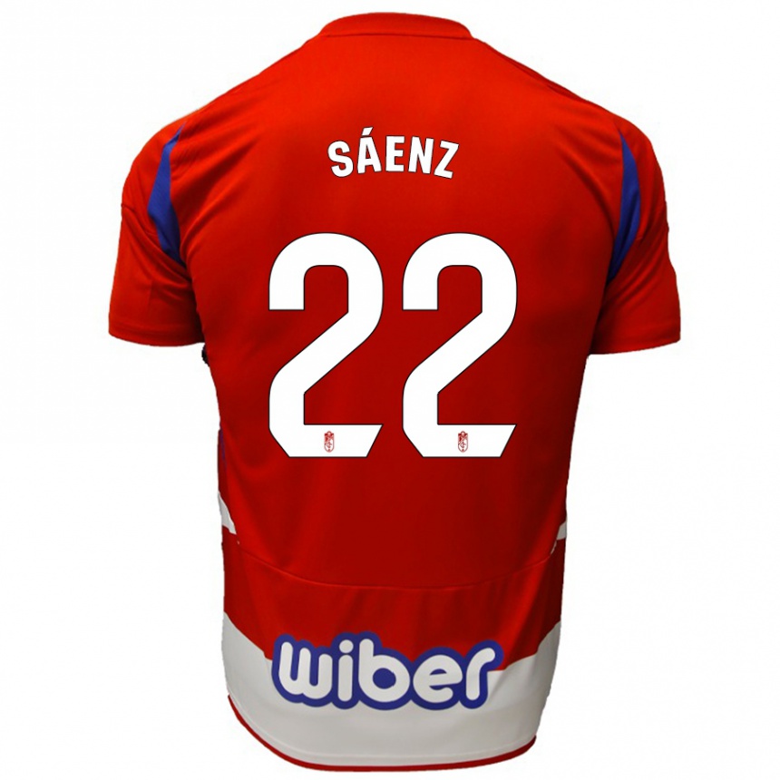 Kids Football Pablo Sáenz #22 Red White Blue Home Jersey 2024/25 T-Shirt Nz