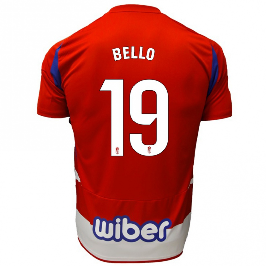 Kids Football Eghosa Augustine Bello #19 Red White Blue Home Jersey 2024/25 T-Shirt Nz