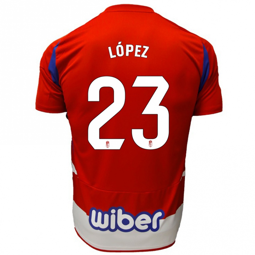 Kids Football Diego López #23 Red White Blue Home Jersey 2024/25 T-Shirt Nz