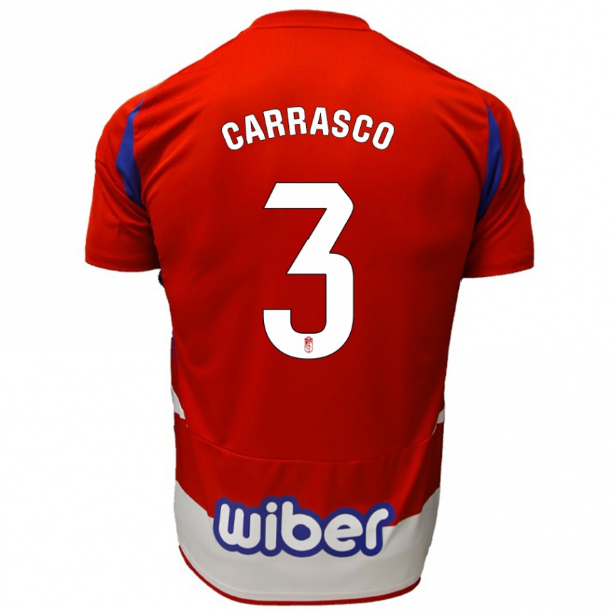 Kids Football Marta Carrasco #3 Red White Blue Home Jersey 2024/25 T-Shirt Nz