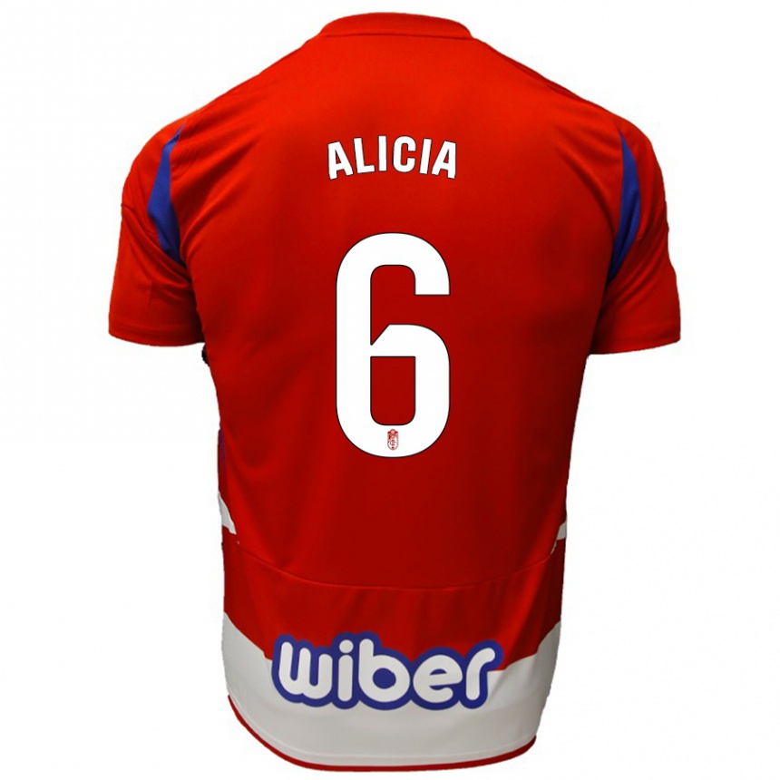 Kids Football Alicia #6 Red White Blue Home Jersey 2024/25 T-Shirt Nz