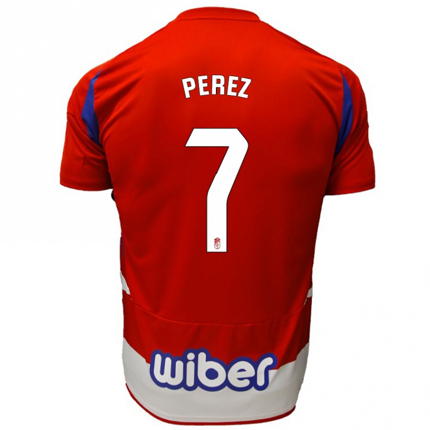 Kids Football Laura Pérez #7 Red White Blue Home Jersey 2024/25 T-Shirt Nz